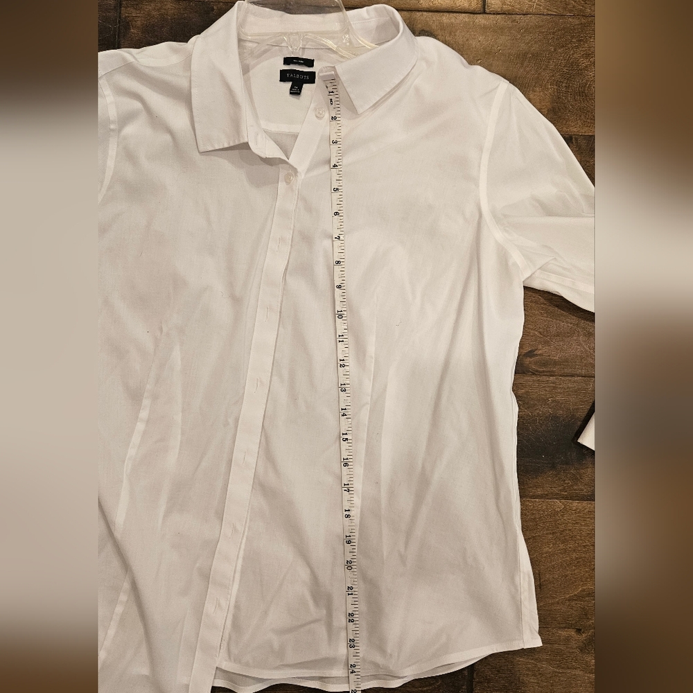 Talbot's Non-Iron White Button-Up Shirt, Size 16 - Picture 6 of 7
